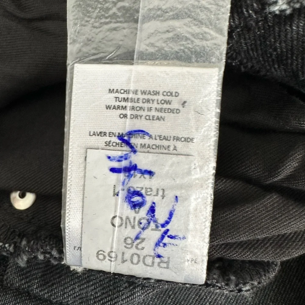 RE/DONE Jeans 70s Ultra High Rise Stove Pipe Black Denim Women Size 26 $265 NWT